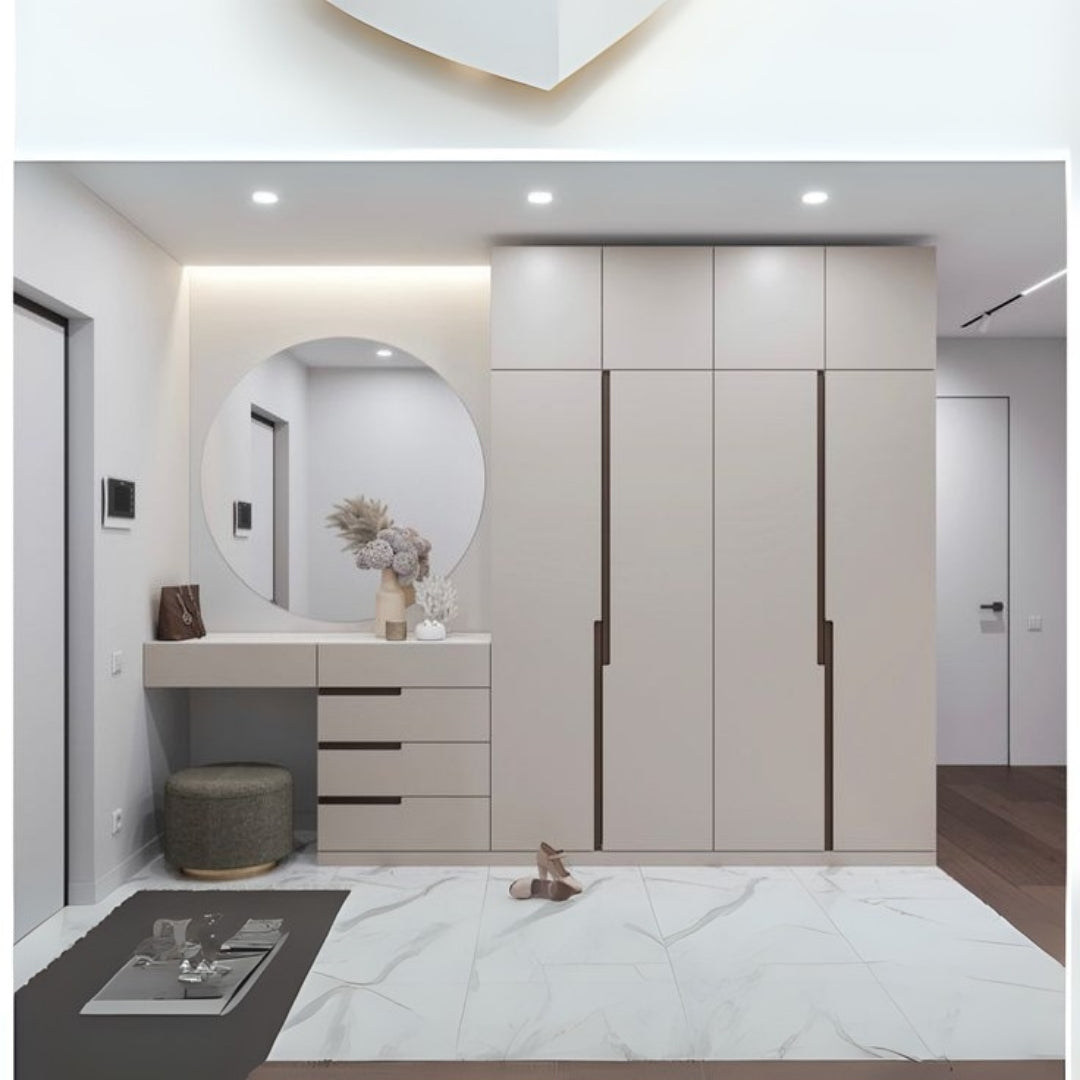 Bej Portmanto ve Şifonyer Dolabı