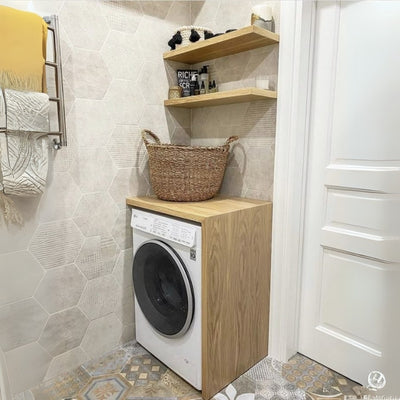 Kayın Meşe Çamaşır Makinası Kabini